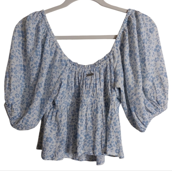 Billa B Floral Print Puff Sleeve Blouse- size M - Picture 4 of 8